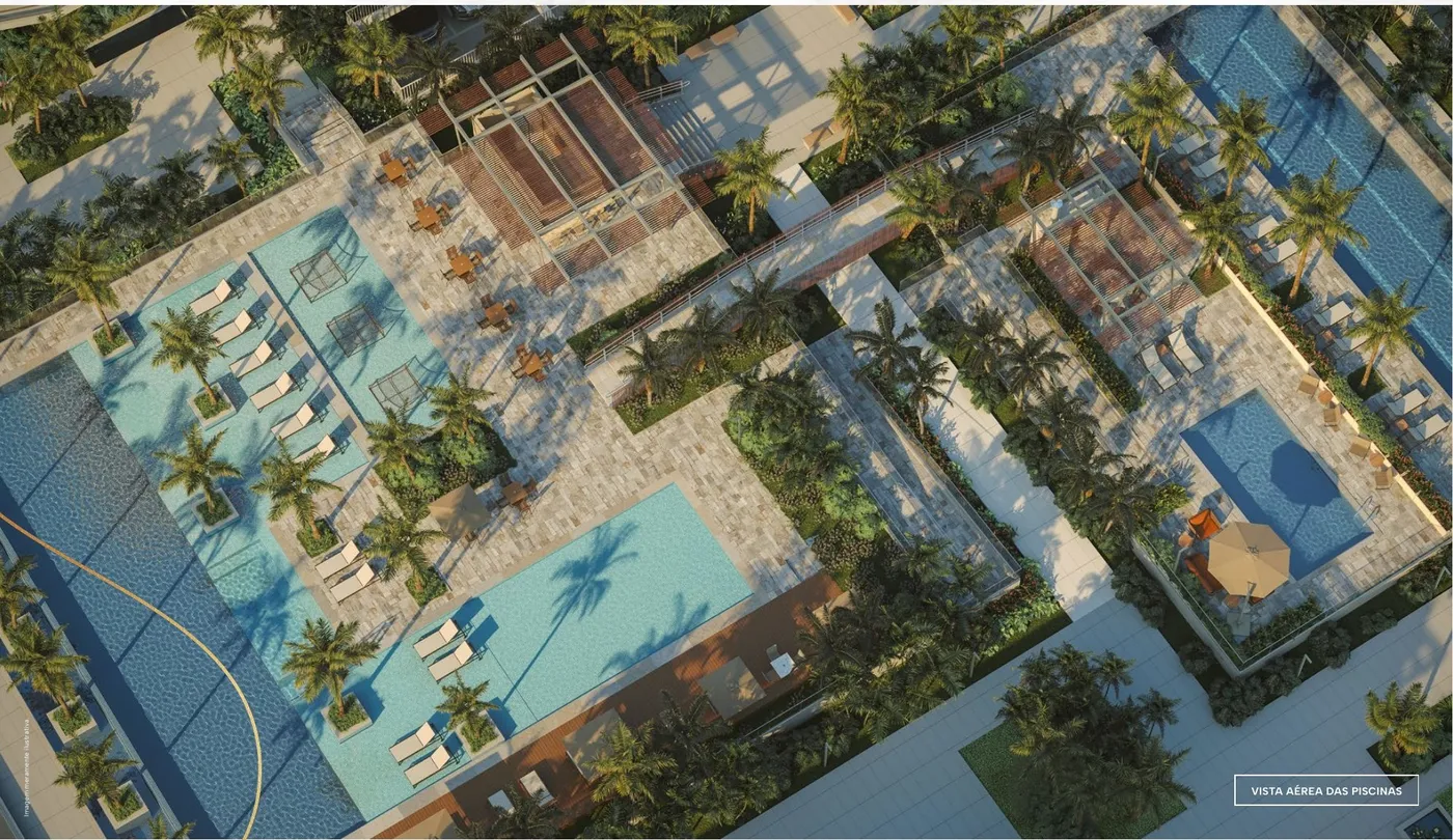 Imagem ilustrativa aérea das piscinas do ORO
